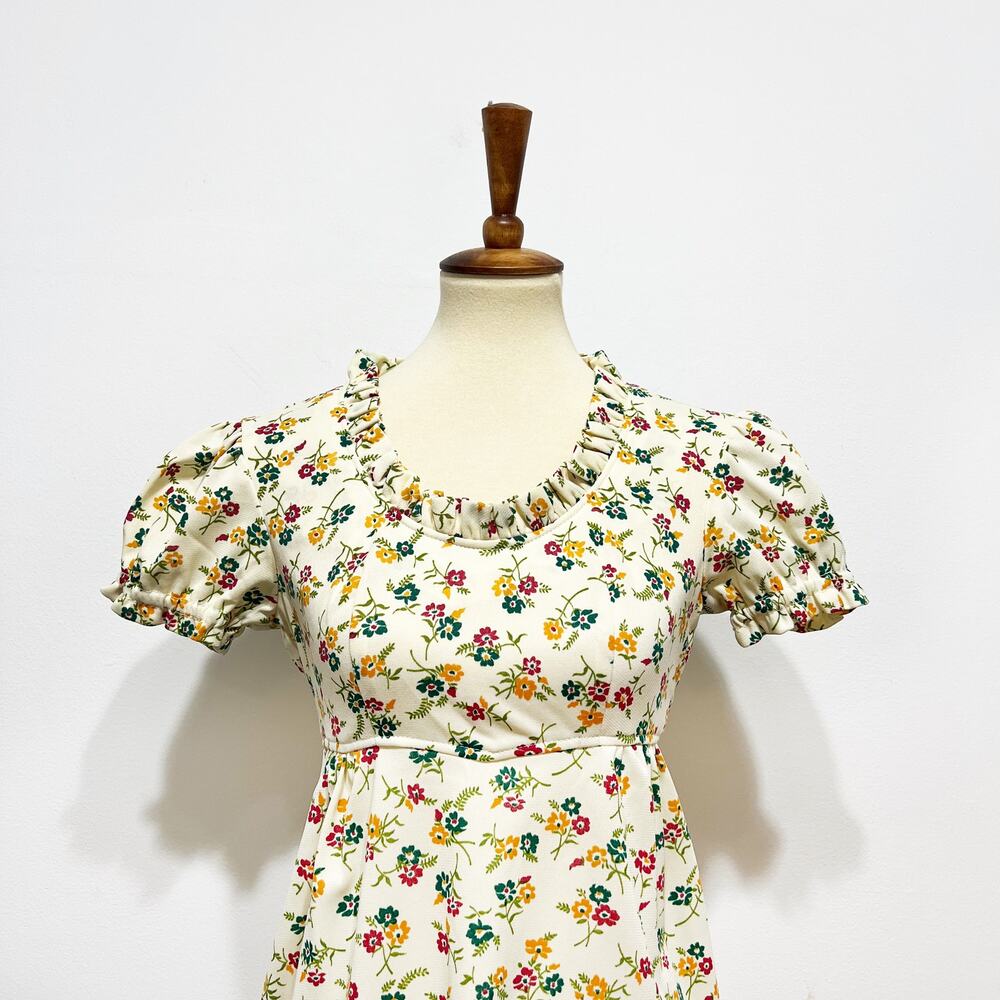 Vintage floral empire waist maxi dress 60’s 70’s Size XXS